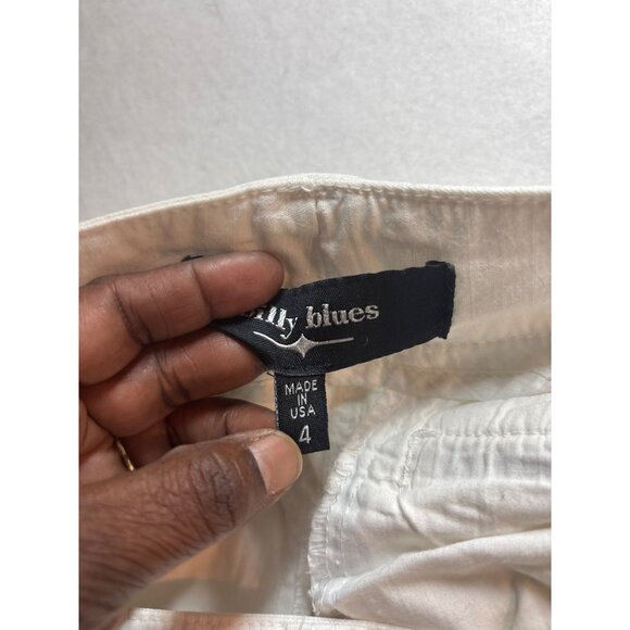 Billy Blues Womens White Cargo Pants Size 4 With Multiple Pockets & Belt Loops - Picture 14 of 14